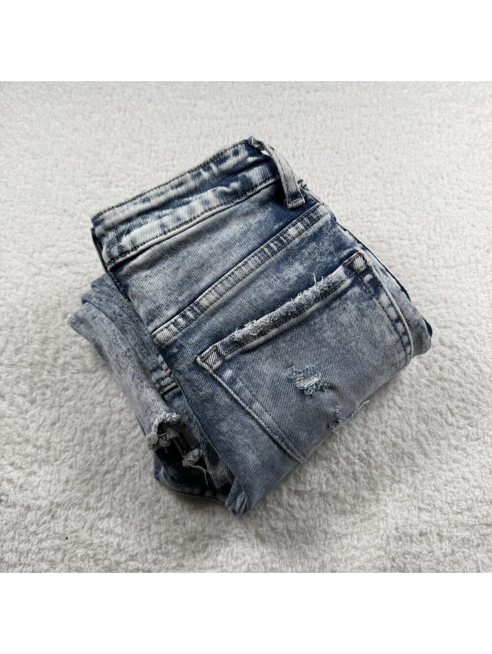 Flying Monkey Women’s High-Rise Super Flare Jeans 23 Acid Wash Raw Hem
